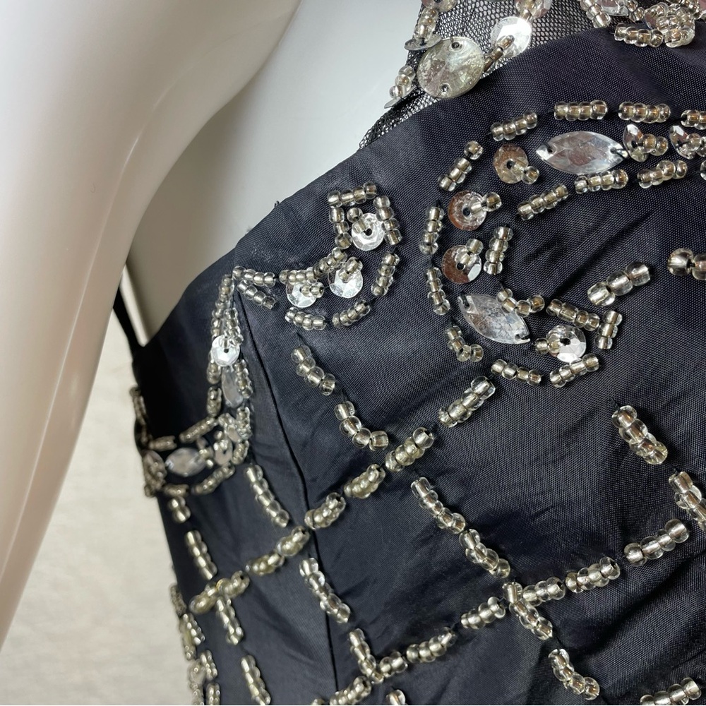 🔥Diamond Crystal Bead Accent Sleeveless A-line Full Maxi Party Formal Gown - Picture 17 of 17
